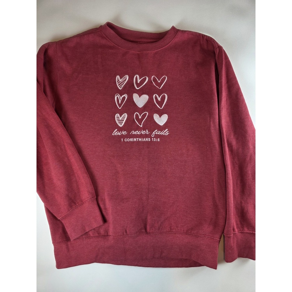 Love In Faith Large Sweater Pullover Red Love Never Fails